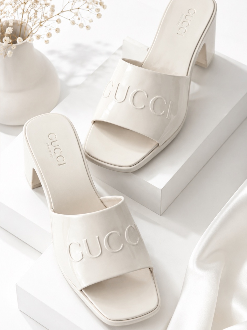 Gucci | 37 | Womens Platform 20/60mm Slide Sandals Mystic White